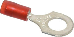 Thomas & Betts - 22-16 AWG Partially Insulated Crimp Connection D Shaped Ring Terminal - 1/4" Stud, 1.1" OAL x 0.46" Wide, Tin Plated Copper Contact - Eagle Tool & Supply