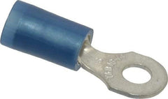 Thomas & Betts - 18-14 AWG Partially Insulated Crimp Connection D Shaped Ring Terminal - #6 Stud, 0.89" OAL x 0.31" Wide, Tin Plated Copper Contact - Eagle Tool & Supply