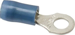 Thomas & Betts - 18-14 AWG Partially Insulated Crimp Connection D Shaped Ring Terminal - #8 Stud, 0.89" OAL x 0.31" Wide, Tin Plated Copper Contact - Eagle Tool & Supply
