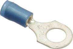 Thomas & Betts - 18-14 AWG Partially Insulated Crimp Connection D Shaped Ring Terminal - 1/4" Stud, 1.08" OAL x 0.47" Wide, Tin Plated Copper Contact - Eagle Tool & Supply