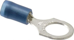 Thomas & Betts - 18-14 AWG Partially Insulated Crimp Connection D Shaped Ring Terminal - 5/16" Stud, 1.08" OAL x 0.47" Wide, Tin Plated Copper Contact - Eagle Tool & Supply
