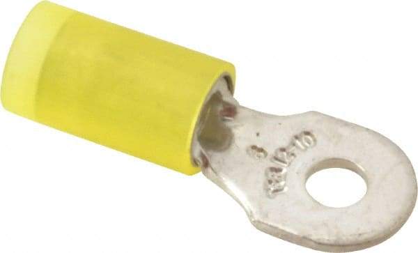 Thomas & Betts - 12-10 AWG Partially Insulated Crimp Connection D Shaped Ring Terminal - #6 Stud, 1" OAL x 0.37" Wide, Tin Plated Copper Contact - Eagle Tool & Supply