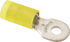 Thomas & Betts - 12-10 AWG Partially Insulated Crimp Connection D Shaped Ring Terminal - #6 Stud, 1" OAL x 0.37" Wide, Tin Plated Copper Contact - Eagle Tool & Supply