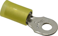 Thomas & Betts - 12-10 AWG Partially Insulated Crimp Connection D Shaped Ring Terminal - #8 Stud, 1" OAL x 0.37" Wide, Tin Plated Copper Contact - Eagle Tool & Supply