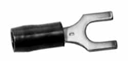 Thomas & Betts - #8 Stud, 22 to 16 AWG Compatible, Partially Insulated, Crimp Connection, Locking Fork Terminal - Eagle Tool & Supply