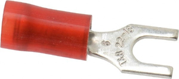 Thomas & Betts - #6 Stud, 22 to 16 AWG Compatible, Partially Insulated, Crimp Connection, Standard Fork Terminal - Eagle Tool & Supply