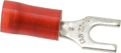 Thomas & Betts - #6 Stud, 22 to 16 AWG Compatible, Partially Insulated, Crimp Connection, Standard Fork Terminal - Eagle Tool & Supply