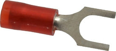 Thomas & Betts - #10 Stud, 22 to 16 AWG Compatible, Partially Insulated, Crimp Connection, Standard Fork Terminal - Eagle Tool & Supply