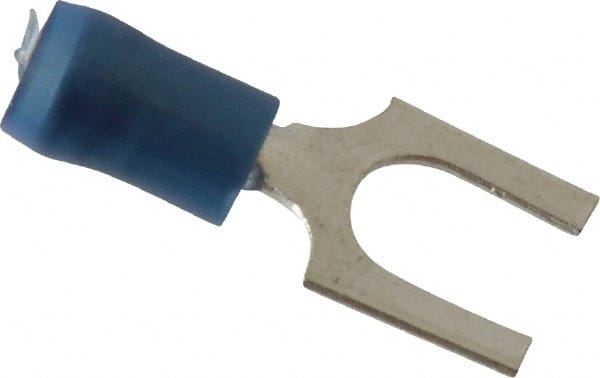 Thomas & Betts - 1/4" Stud, 18 to 14 AWG Compatible, Partially Insulated, Crimp Connection, Standard Fork Terminal - Eagle Tool & Supply