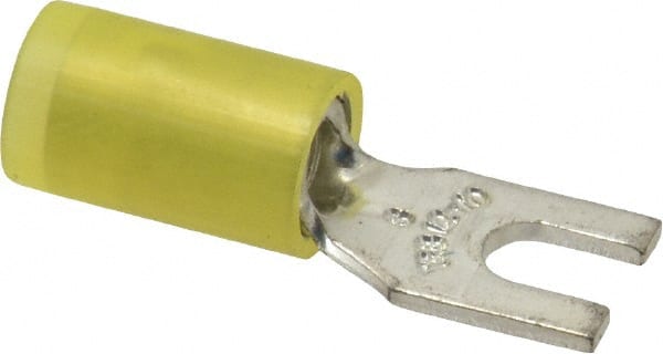 Thomas & Betts - #6 Stud, 12 to 10 AWG Compatible, Partially Insulated, Crimp Connection, Standard Fork Terminal - Eagle Tool & Supply