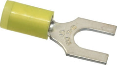 Thomas & Betts - 1/4" Stud, 12 to 10 AWG Compatible, Partially Insulated, Crimp Connection, Standard Fork Terminal - Eagle Tool & Supply