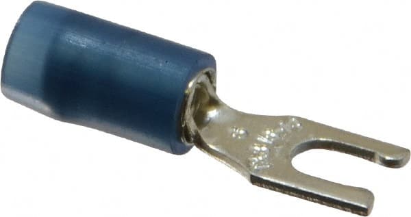 Thomas & Betts - #6 Stud, 18 to 14 AWG Compatible, Partially Insulated, Crimp Connection, Locking Fork Terminal - Eagle Tool & Supply