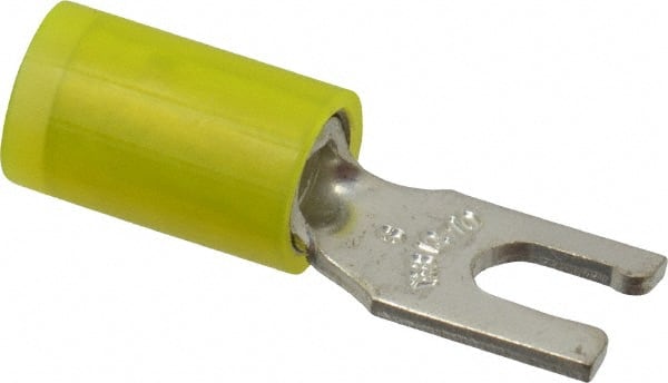 Thomas & Betts - #6 Stud, 12 to 10 AWG Compatible, Partially Insulated, Crimp Connection, Locking Fork Terminal - Eagle Tool & Supply