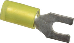 Thomas & Betts - #8 Stud, 12 to 10 AWG Compatible, Partially Insulated, Crimp Connection, Locking Fork Terminal - Eagle Tool & Supply