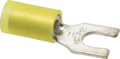 Thomas & Betts - #10 Stud, 12 to 10 AWG Compatible, Partially Insulated, Crimp Connection, Locking Fork Terminal - Eagle Tool & Supply