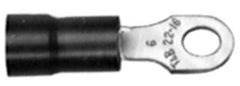 Thomas & Betts - 22-16 AWG Partially Insulated Crimp Connection D Shaped Ring Terminal - 3/8" Stud, 1.24" OAL x 0.54" Wide, Tin Plated Copper Contact - Eagle Tool & Supply