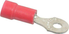 Thomas & Betts - 22-16 AWG Partially Insulated Crimp Connection D Shaped Ring Terminal - #4 Stud, 0.97" OAL x 0.31" Wide, Tin Plated Copper Contact - Eagle Tool & Supply