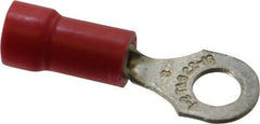 Thomas & Betts - 22-16 AWG Partially Insulated Crimp Connection D Shaped Ring Terminal - #8 Stud, 0.97" OAL x 0.31" Wide, Tin Plated Copper Contact - Eagle Tool & Supply