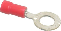 Thomas & Betts - 22-16 AWG Partially Insulated Crimp Connection D Shaped Ring Terminal - 1/4" Stud, 1.13" OAL x 1/2" Wide, Tin Plated Copper Contact - Eagle Tool & Supply