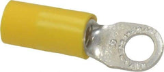 Thomas & Betts - 12-10 AWG Partially Insulated Crimp Connection D Shaped Ring Terminal - #10 Stud, 1.06" OAL x 0.31" Wide, Tin Plated Copper Contact - Eagle Tool & Supply
