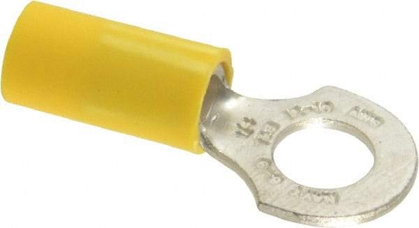 Thomas & Betts - 12-10 AWG Partially Insulated Crimp Connection D Shaped Ring Terminal - 1/4" Stud, 1.16" OAL x 1/2" Wide, Tin Plated Copper Contact - Eagle Tool & Supply