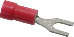 Thomas & Betts - #8 Stud, 22 to 16 AWG Compatible, Partially Insulated, Crimp Connection, Standard Fork Terminal - Eagle Tool & Supply