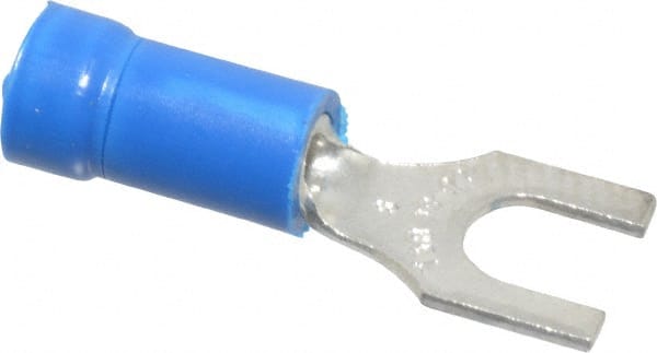 Thomas & Betts - #8 Stud, 18 to 14 AWG Compatible, Partially Insulated, Crimp Connection, Standard Fork Terminal - Eagle Tool & Supply