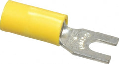 Thomas & Betts - #6 Stud, 12 to 10 AWG Compatible, Partially Insulated, Crimp Connection, Standard Fork Terminal - Eagle Tool & Supply