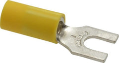 Thomas & Betts - #8 Stud, 12 to 10 AWG Compatible, Partially Insulated, Crimp Connection, Standard Fork Terminal - Eagle Tool & Supply