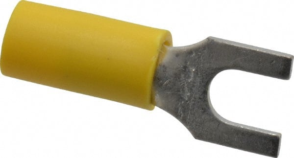 Thomas & Betts - #10 Stud, 12 to 10 AWG Compatible, Partially Insulated, Crimp Connection, Standard Fork Terminal - Eagle Tool & Supply