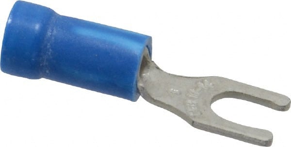 Thomas & Betts - #8 Stud, 18 to 14 AWG Compatible, Partially Insulated, Crimp Connection, Locking Fork Terminal - Eagle Tool & Supply