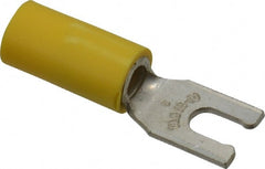 Thomas & Betts - #6 Stud, 12 to 10 AWG Compatible, Partially Insulated, Crimp Connection, Locking Fork Terminal - Eagle Tool & Supply