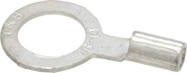 Thomas & Betts - 18-14 AWG Noninsulated Crimp Connection D Shaped Ring Terminal - 5/16" Stud, 0.93" OAL x 1/2" Wide, Tin Plated Copper Contact - Eagle Tool & Supply