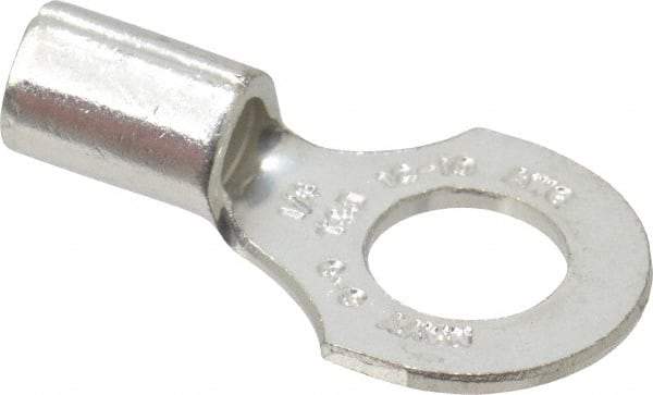 Thomas & Betts - 12-10 AWG Noninsulated Crimp Connection D Shaped Ring Terminal - 1/4" Stud, 0.91" OAL x 1/2" Wide, Tin Plated Copper Contact - Eagle Tool & Supply