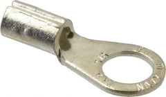 Thomas & Betts - 8 AWG Noninsulated Crimp Connection Circular Ring Terminal - 3/8" Stud, 1.32" OAL x 0.59" Wide, Tin Plated Copper Contact - Eagle Tool & Supply