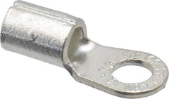 Thomas & Betts - 6 AWG Noninsulated Crimp Connection Circular Ring Terminal - 1/4" Stud, 1.13" OAL x 0.48" Wide, Tin Plated Copper Contact - Eagle Tool & Supply