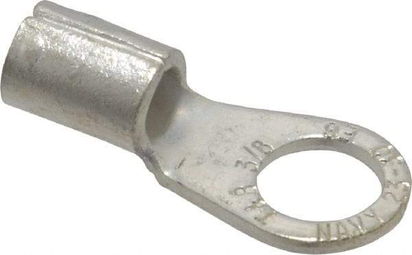 Thomas & Betts - 6 AWG Noninsulated Crimp Connection Circular Ring Terminal - 3/8" Stud, 1.32" OAL x 0.6" Wide, Tin Plated Copper Contact - Eagle Tool & Supply