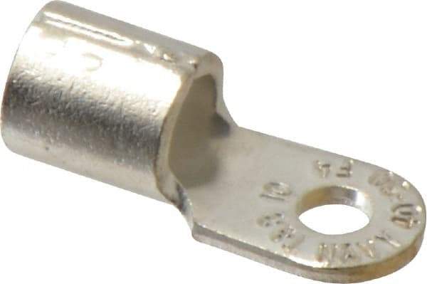 Thomas & Betts - 4 AWG Noninsulated Crimp Connection Circular Ring Terminal - #10 Stud, 1.16" OAL x 0.48" Wide, Tin Plated Copper Contact - Eagle Tool & Supply
