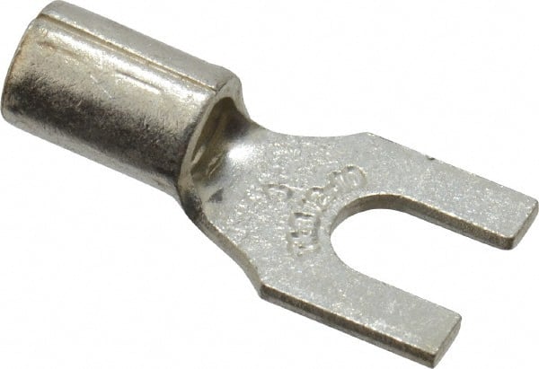 Thomas & Betts - #8 Stud, 12 to 10 AWG Compatible, Noninsulated, Crimp Connection, Standard Fork Terminal - Eagle Tool & Supply