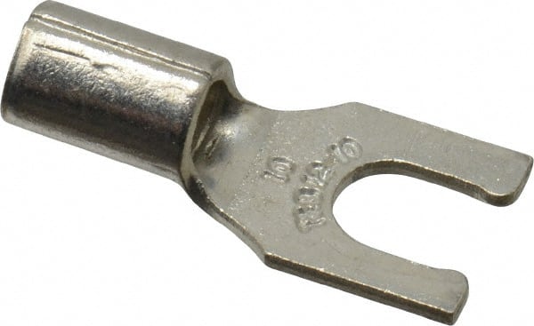 Thomas & Betts - #10 Stud, 12 to 10 AWG Compatible, Noninsulated, Crimp Connection, Locking Fork Terminal - Eagle Tool & Supply