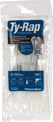 Thomas & Betts - 8" Long Natural (Color) Nylon Standard Cable Tie - 18 Lb Tensile Strength, 50.8mm Max Bundle Diam - Eagle Tool & Supply