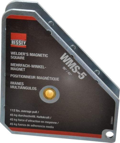 Bessey - 3-3/4" Wide x 3/4" Deep x 4-3/8" High Magnetic Welding & Fabrication Square - 112 Lb Average Pull Force - Eagle Tool & Supply