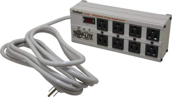 Tripp-Lite - 8 Outlets, 120 Volts, 15 Amps, 12' Cord, Power Outlet Strip - Free Hanging, Keyhole Mount, 1-15P NEMA Configuration, 11-1/2" Strip - Eagle Tool & Supply