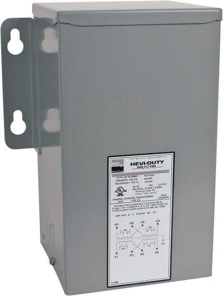 Sola/Hevi-Duty - 1 Phase, 240-480 Volt Input, 120/240 Volt Output, 60 Hz, 2 kVA, General Purpose Transformer - 4, 12, 3R, 4X NEMA Rating, 239°F Temp Rise, 10 Inch Wide x 7 Inch Deep x 12 Inch High, Indoor, Outdoor, Wall Mount - Eagle Tool & Supply