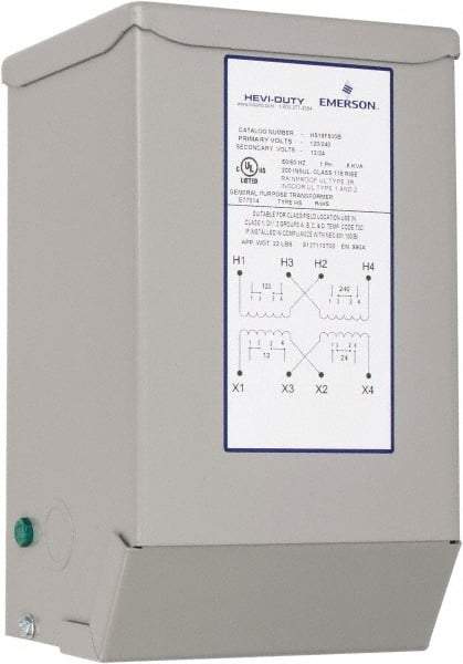 Sola/Hevi-Duty - 120/240 Input Volt, 12/24 Output Volt, 60 Hz, Buck Boost Transformer - 1 Phase, 6 Inch Wide x 5 Inch Deep x 10 Inch High, cULus Listed E77014 - Eagle Tool & Supply