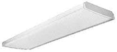 Lithonia Lighting - 4 Lamp, 4 Ft. Long, 32 Watt, Stem and Surface Mounted, Fluorescent Lamp Wraparound Light Fixture - 120-277 Volt, White, Electronic Ballast - Eagle Tool & Supply