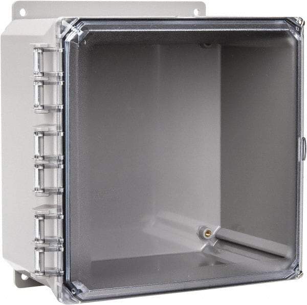 Thomas & Betts - Polycarbonate Standard Enclosure Hinge Flat Cover - NEMA 1, 2, 3, 4, 12, 3S, 3SX, 3X, 4X, 10" Wide x 10" High x 6" Deep, Impact Resistant - Eagle Tool & Supply