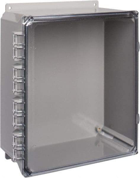 Thomas & Betts - Polycarbonate Standard Enclosure Hinge Flat Cover - NEMA 1, 2, 3, 4, 12, 3S, 3SX, 3X, 4X, 12" Wide x 14" High x 6" Deep, Impact Resistant - Eagle Tool & Supply