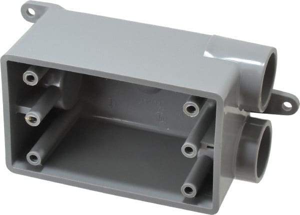 Thomas & Betts - 1 Gang, (3) 3/4" Knockouts, PVC Rectangle Junction Box - 115.3mm Overall Height x 98.4mm Overall Width x 61.5mm Overall Depth, Weather Resistant - Eagle Tool & Supply