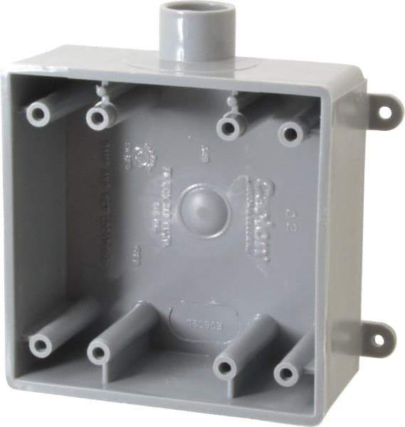 Thomas & Betts - 2 Gang, (1) 1/2" Knockout, PVC Rectangle Switch Box - 117.35mm Overall Height x 142.24mm Overall Width x 50.29mm Overall Depth, Weather Resistant - Eagle Tool & Supply